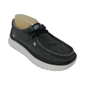 Hey Dude Wendy Peak Chambray Black Canvas Slip On Loafers